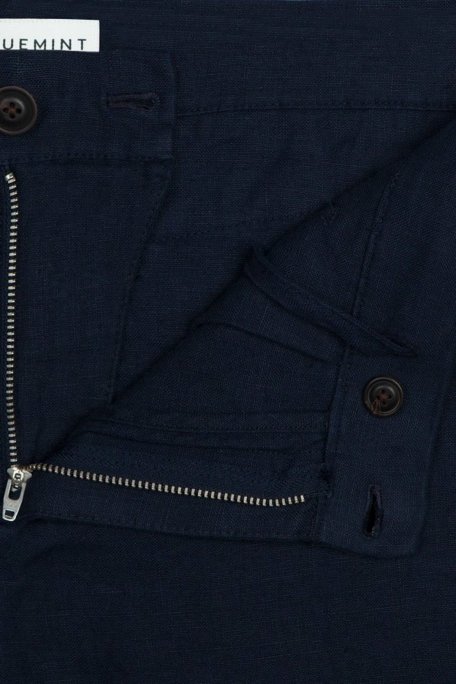 Bluemint Edmund Cepli % 100 Keten Regular Fit Erkek Short BM23004051MS 155 LACİVERT - Bluemint (1)