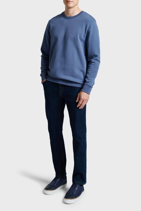 Bluemint Fenix % 100 Pamuk Regular Fit Bisiklet Yaka Erkek Sweat BM24019097MW1 104 KOYU MAVİ - Bluemint