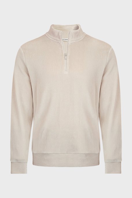 Bluemint Fitilli Pamuklu Comfort Fit Yarım Fermuarlı Dik Yaka Erkek Sweat BM25019345MW 1239 BEJ - Bluemint (1)