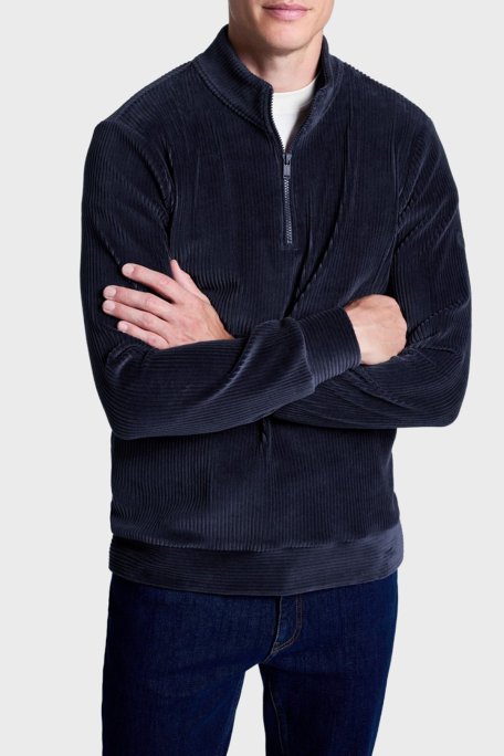 Bluemint Fitilli Pamuklu Comfort Fit Yarım Fermuarlı Dik Yaka Erkek Sweat BM25019345MW 155 LACİVERT - Bluemint (1)