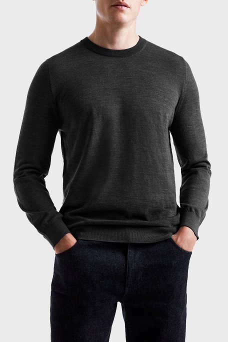 Bluemint Frank % 100 Yün Regular Fit Bisiklet Yaka Erkek Kazak BM2320101MW 521 ANTRASİT MELANJ - Bluemint