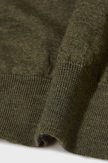 Bluemint Frank % 100 Yün Regular Fit Bisiklet Yaka Erkek Kazak BM2420101MW 979 Olive Melanj - Bluemint (1)