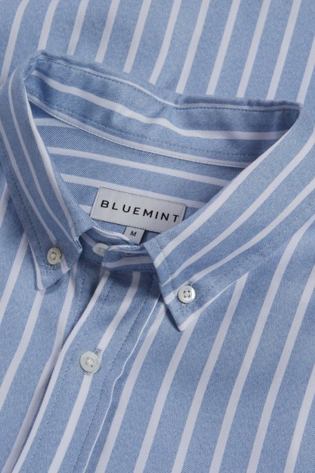 Bluemint Harold % 100 Pamuklu Çizgili Comfort Fit Düğmeli Yaka Erkek Gömlek BM24002472MW 651 MAVİ-BEYAZ - Bluemint (1)