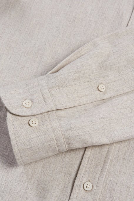 Bluemint Hugh % 100 Pamuk Regular Fit Tek Cepli Düğmeli Yaka Erkek Gömlek BM24002276MW 794 BEJ - Bluemint (1)