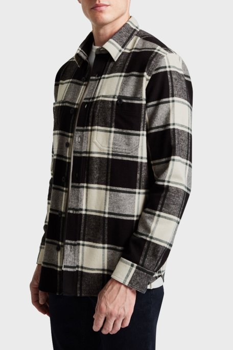 Bluemint James % 100 Pamuk Regular Fit Çift Cepli Erkek Gömlek BM24062344MW1 113 SİYAH-GRİ - Bluemint