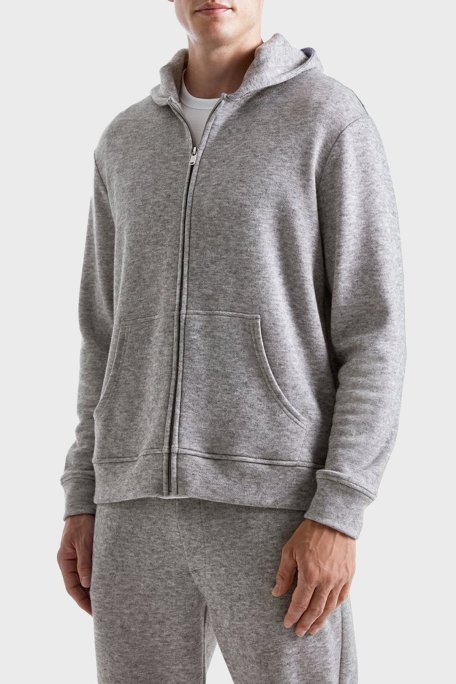 Bluemint Jasper Comfort Fit Kapüşonlu Fermuarlı Erkek Sweat BM24019360MW 105 GRİ MELANJ - Bluemint