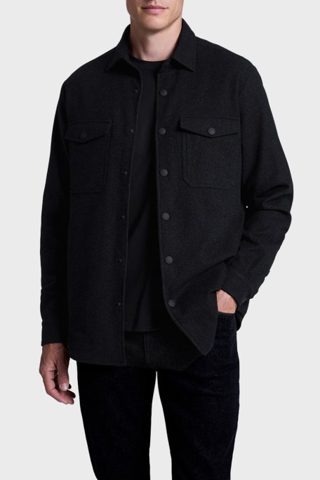 Bluemint Keten Regular Fit Cepli Erkek Gömlek Ceket BM25062678MW 521 ANTRASİT MELANJ - Bluemint