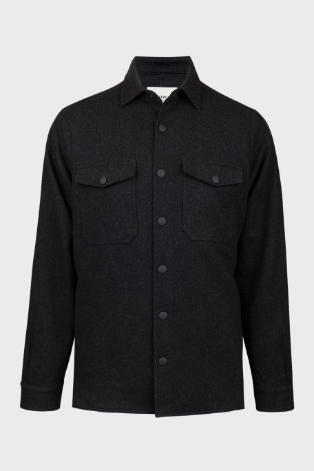 Bluemint Keten Regular Fit Cepli Erkek Gömlek Ceket BM25062678MW 521 ANTRASİT MELANJ - Bluemint (1)