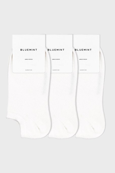 Bluemint Logolu Streç Pamuklu Kısa Erkek Çorap BM250232624A 112 BEYAZ - Bluemint