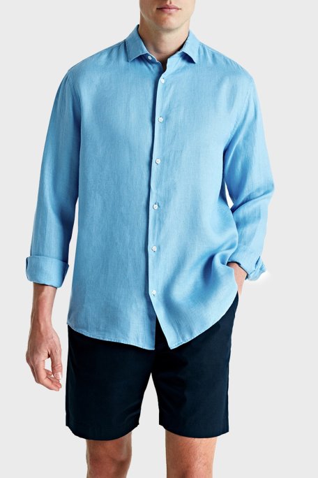 Bluemint Luca % 100 Keten Comfort Fit Erkek Gömlek BM24002092MS 1003 MAVİ - Bluemint