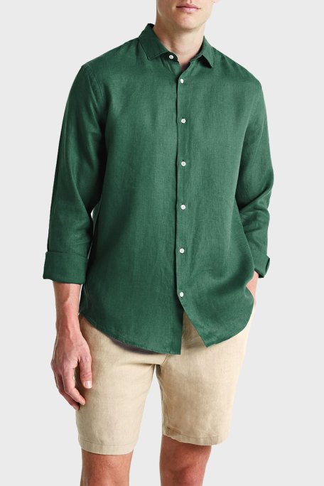 Bluemint Luca % 100 Keten Comfort Fit Erkek Gömlek BM24002092MS 1004 YEŞİL - Bluemint