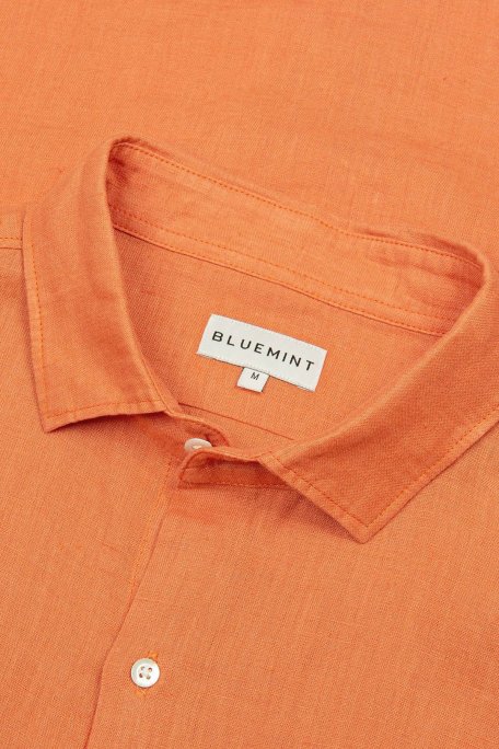 Bluemint Luca % 100 Keten Uzun Kollu Comfort Fit Erkek Gömlek BM23002092MS 937 TURUNCU - Bluemint (1)