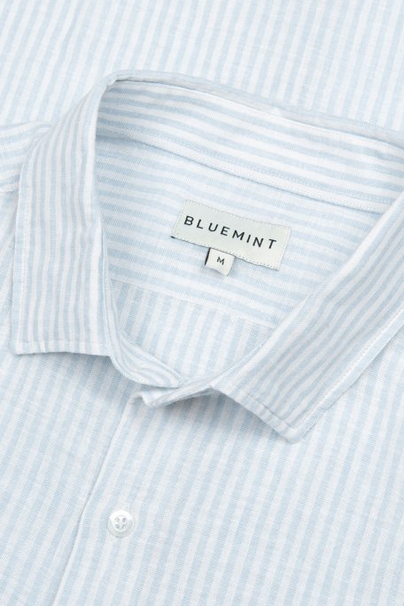 Bluemint Luca Pamuk ve Keten Karışımlı Fitted Erkek Gömlek BM24002292MS 197 MAVİ - Bluemint (1)