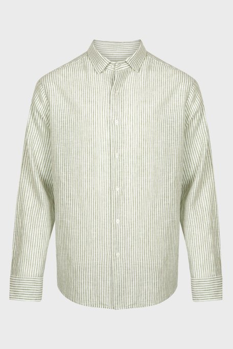 Bluemint Luca Pamuk ve Keten Karışımlı Fitted Erkek Gömlek BM24002292MS 940 YEŞİL - Bluemint (1)