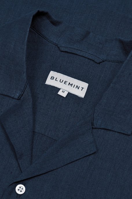 Bluemint Mars % 100 Keten Comfort Fit Kısa Kollu Erkek Gömlek BM24002107MS 155 LACİVERT - Bluemint (1)
