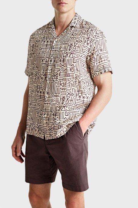 Bluemint Mars % 100 Keten Comfort Fit Kısa Kollu Erkek Gömlek BM24002135MS 1014 BEJ - Bluemint