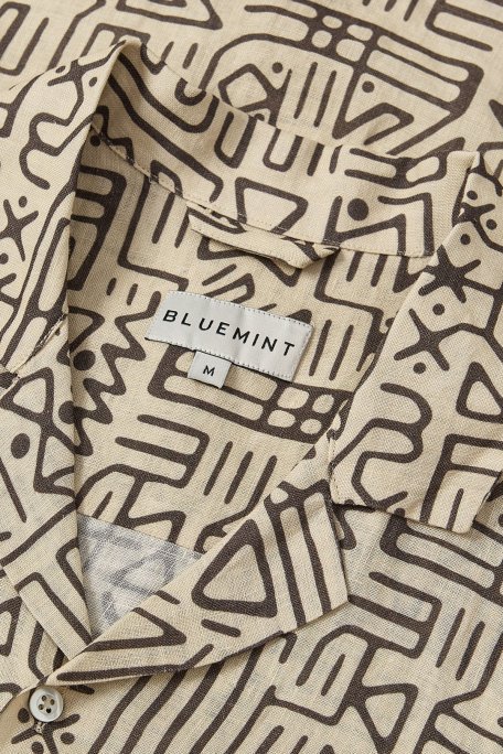 Bluemint Mars % 100 Keten Comfort Fit Kısa Kollu Erkek Gömlek BM24002135MS 1014 BEJ - Bluemint (1)