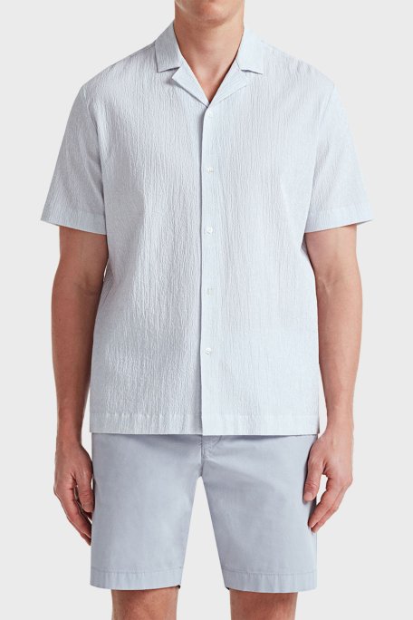 Bluemint Mars Crinkled Pamuklu Rahat Kesim Kısa Kollu Erkek Gömlek BM23002295MS 802 GRİ - Bluemint