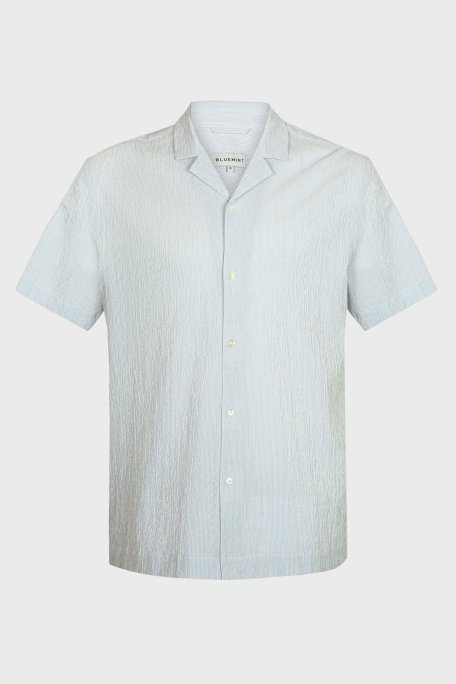 Bluemint Mars Crinkled Pamuklu Rahat Kesim Kısa Kollu Erkek Gömlek BM23002295MS 802 GRİ - Bluemint (1)