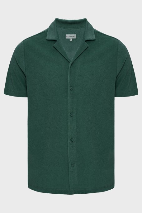 Bluemint Mars Havlu Pamuklu Comfort Fit Kısa Kollu Erkek Gömlek BM24002254MS 1004 YEŞİL - Bluemint (1)