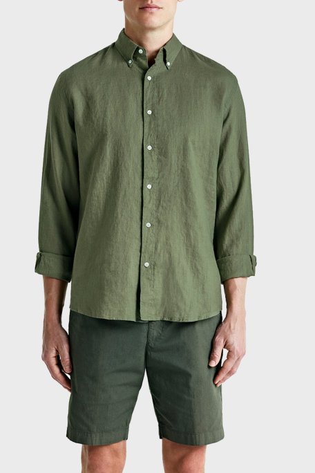 Bluemint Martin % 100 Keten Comfort Fit Erkek Gömlek BM24002003MS 1015 HAKİ - Bluemint