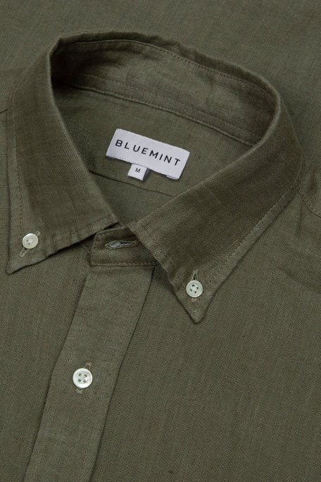 Bluemint Martin % 100 Keten Comfort Fit Erkek Gömlek BM24002003MS 1015 HAKİ - Bluemint (1)