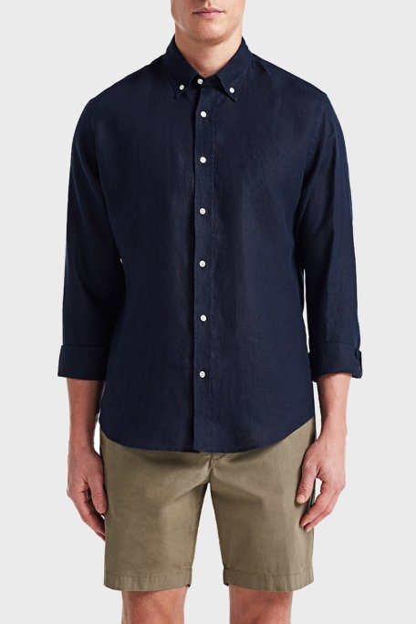 Bluemint Martin % 100 Keten Comfort Fit Erkek Gömlek BM24002003MS 155 LACİVERT - Bluemint