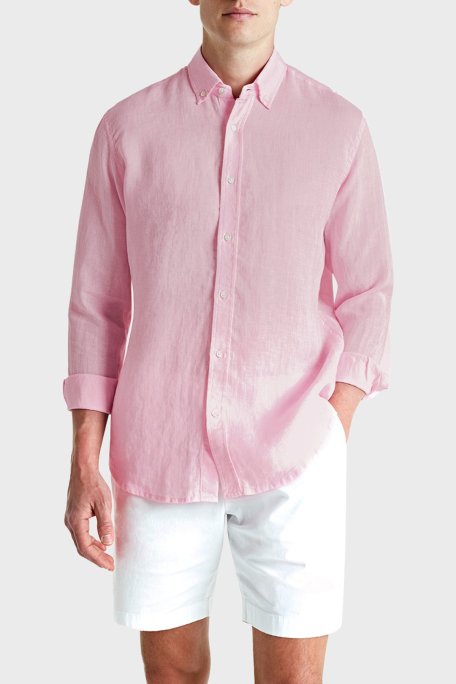 Bluemint Martin % 100 Keten Comfort Fit Erkek Gömlek BM24002003MS 164 PEMBE - Bluemint