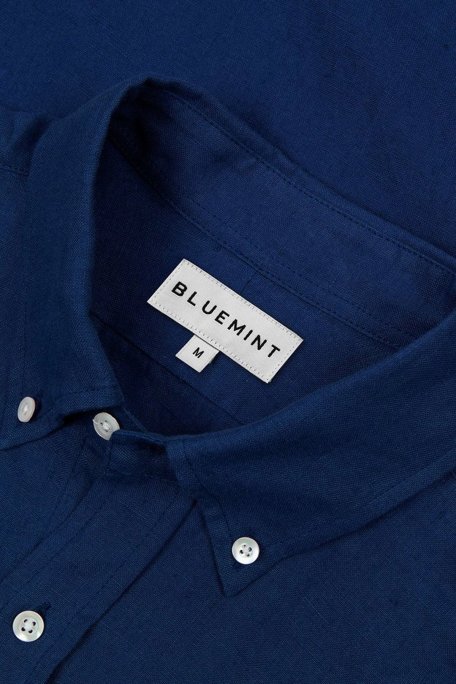 Bluemint Martin % 100 Keten Düğmeli Yaka Uzun Kollu Comfort Fit Erkek Gömlek BM23002003MS 313 LACİVERT - Bluemint (1)