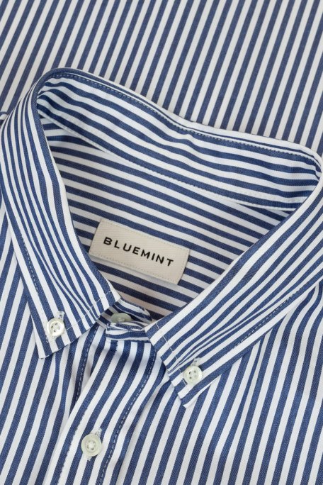 Bluemint Miles Çizgili % 100 Pamuk Regular Fit Düğmeli Yaka Erkek Gömlek BM25002704MW 274 LACİVERT - Bluemint (1)