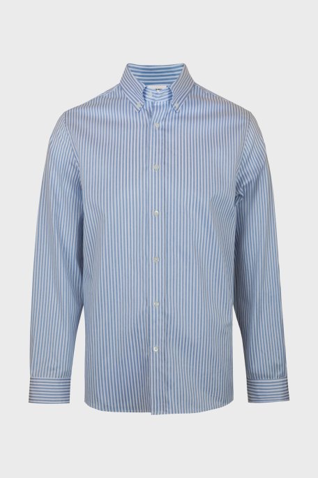 Bluemint Miles Çizgili % 100 Pamuk Regular Fit Düğmeli Yaka Erkek Gömlek BM25002704MW 651 AÇIK MAVİ - Bluemint (1)