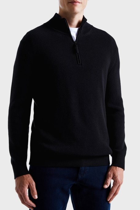 Bluemint Nelson % 100 Pamuk Comfort Fit Dik Yaka Erkek Kazak BM24020347MW 111 SİYAH - Bluemint