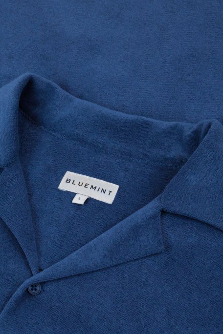 Bluemint Pamuklu Comfort Fit Kısa Kollu Havlu Kumaş Apaş Yaka Erkek Gömlek BM25002254MS 1173 LACİVERT - Bluemint (1)