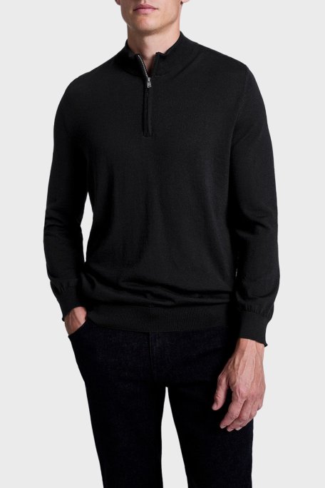 Bluemint Pamuklu Regular Fit Fermuarlı Dik Yaka Erkek Triko BM25020691MW 111 SİYAH - Bluemint