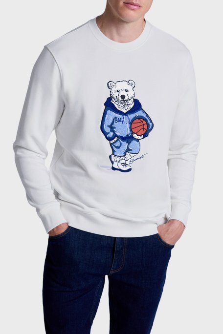 Bluemint Pamuklu Regular Fit Nakış Detaylı Erkek Sweat BM25019234MW1 242 BEYAZ - Bluemint