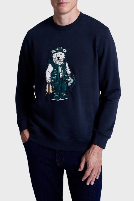 Bluemint Pamuklu Regular Fit Nakış Detaylı Erkek Sweat BM25019234MW1 243 LACİVERT - Bluemint