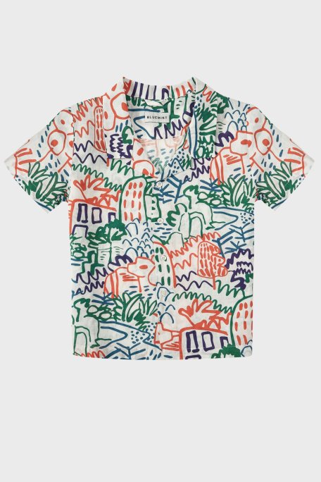 Bluemint Peter % 100 Keten Comfort Fit Kısa Kollu Çocuk Gömlek BM24058209BS 1010 BEYAZ - Bluemint