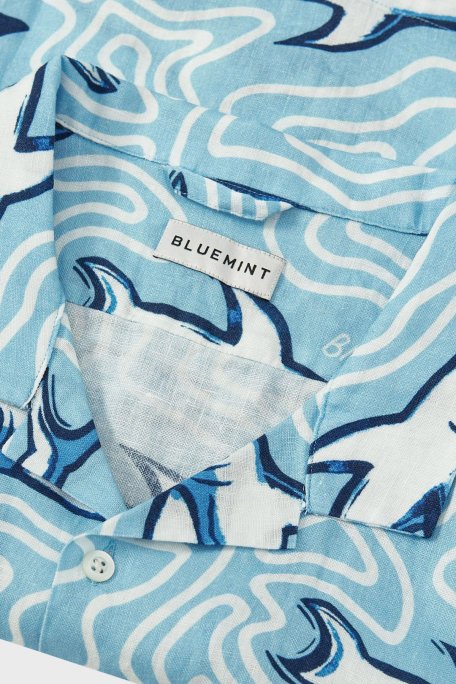 Bluemint Peter % 100 Keten Comfort Fit Kısa Kollu Çocuk Gömlek BM24058209BS 1061 MAVİ - Bluemint (1)