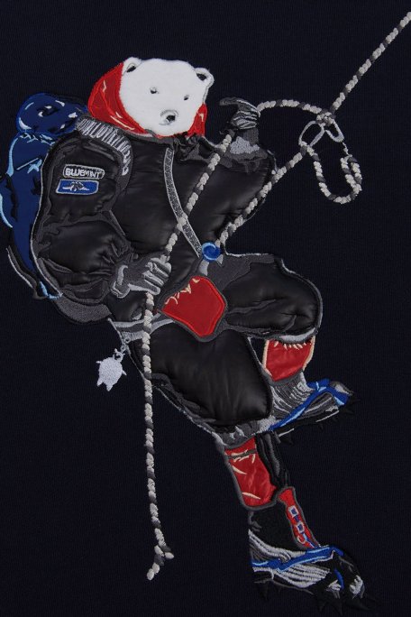 Bluemint Raphael Nakışlı % 100 Pamuk Comfort Fit Bisiklet Yaka Erkek Sweat BM24019234MW1 107 LACİVERT - Bluemint (1)