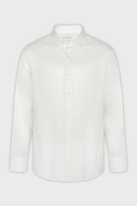 Bluemint Sedef Düğme Klasik Yaka Uzun Kollu Keten Erkek Gömlek LUCA 112 BEYAZ - Bluemint (1)