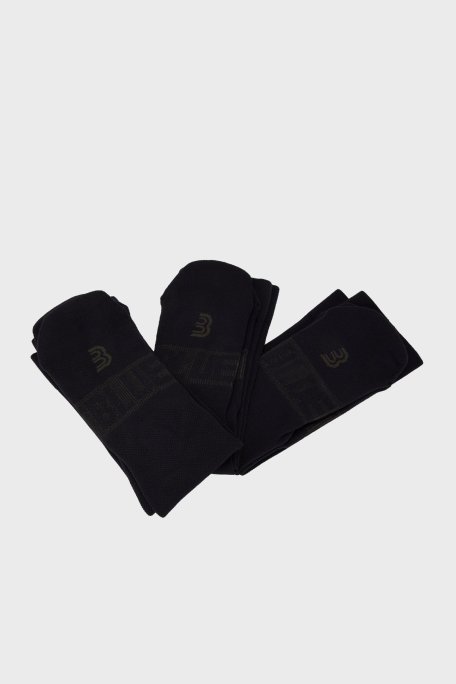 Bluemint Streç Logolu 3 Pack Uzun Erkek Çorap BM24023558A4 111 SİYAH - Bluemint