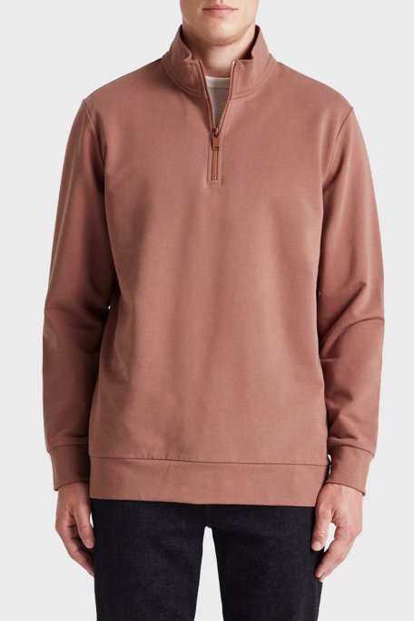 Bluemint Wesley Streç Pamuklu Regular Fit Dik Yaka Erkek Sweat BM22019247MW 859 TABA - Bluemint