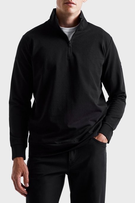 Bluemint Wesley Streç Pamuklu Regular Fit Dik Yaka Erkek Sweat BM23019247MW 111 SİYAH - Bluemint