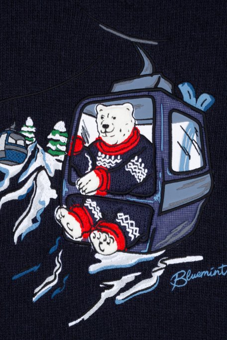 Bluemint Yün Karışım Comfort Fit Nakışlı Detaylı Erkek Kazak BM25019728MW1 256 LACİVERT - Bluemint (1)