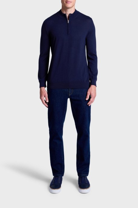 Bluemint Yünlü Regular Fit Fermuarlı Dik Yaka Erkek Triko BM25020691MW 155 LACİVERT - Bluemint (1)