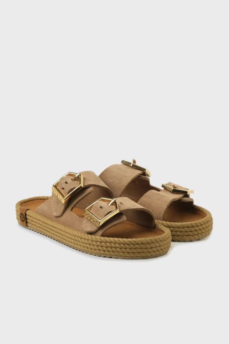 Bohonomad Sydney Hasır Detaylı Çift Bantlı Tokalı Bayan Terlik SYD12-00044 CAMEL - Bohonomad (1)