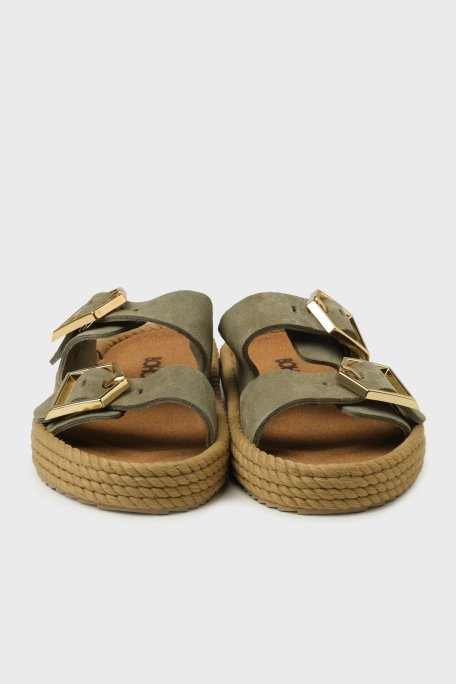 Bohonomad Sydney Süet Logolu Çift Bantlı Tokalı Bayan Terlik SYD12-00065 ÇAĞLA - Bohonomad (1)