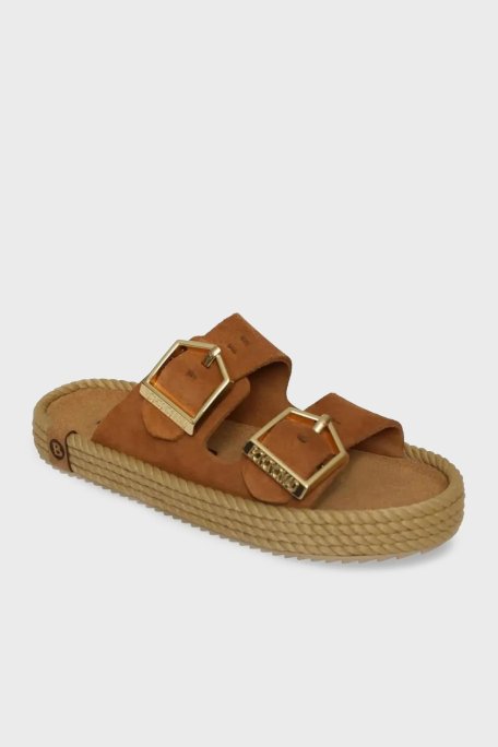 Bohonomad Sydney Süet Logolu Çift Bantlı Tokalı Bayan Terlik SYD12-22022 TABA - Bohonomad