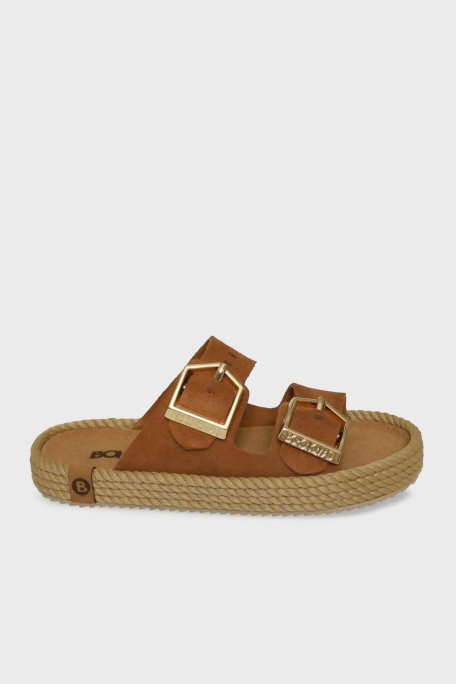 Bohonomad Sydney Süet Logolu Çift Bantlı Tokalı Bayan Terlik SYD12-22022 TABA - Bohonomad (1)