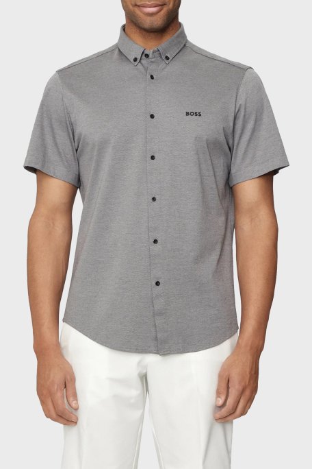 Boss % 100 Pamuk Kısa Kollu Regular Fit Düğmeli Yaka Erkek Gömlek 50512005 052 AÇIK GRİ - Boss